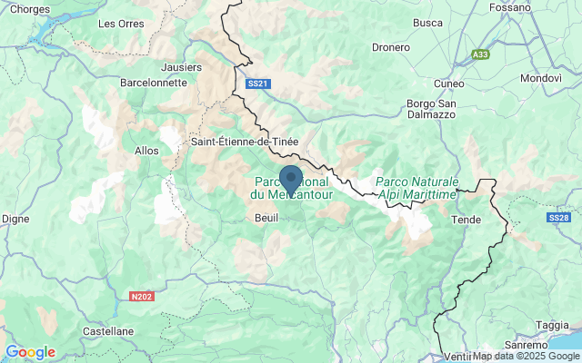 Kaart met locatie Nationaal Park Mercantour